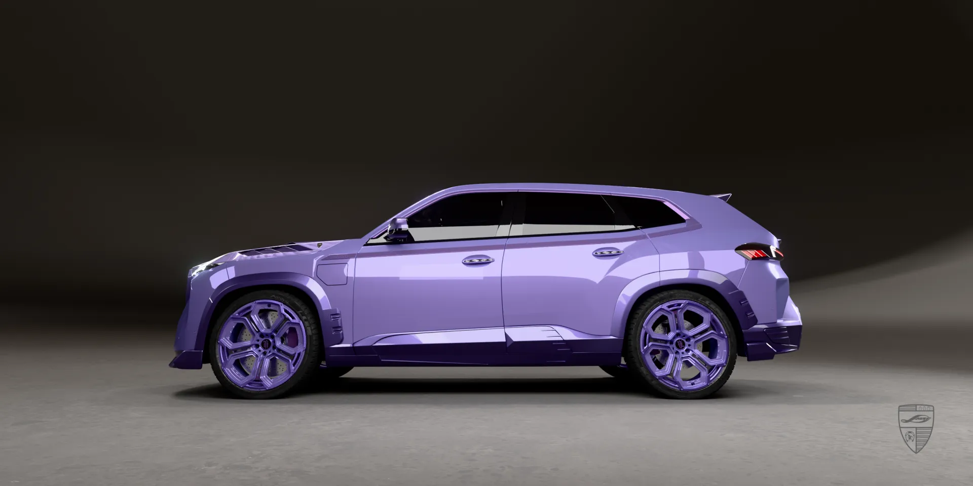 Обвес top класса для XM Widebody — боковой вид, подчёркивающий спортивную, приподнятую посадку