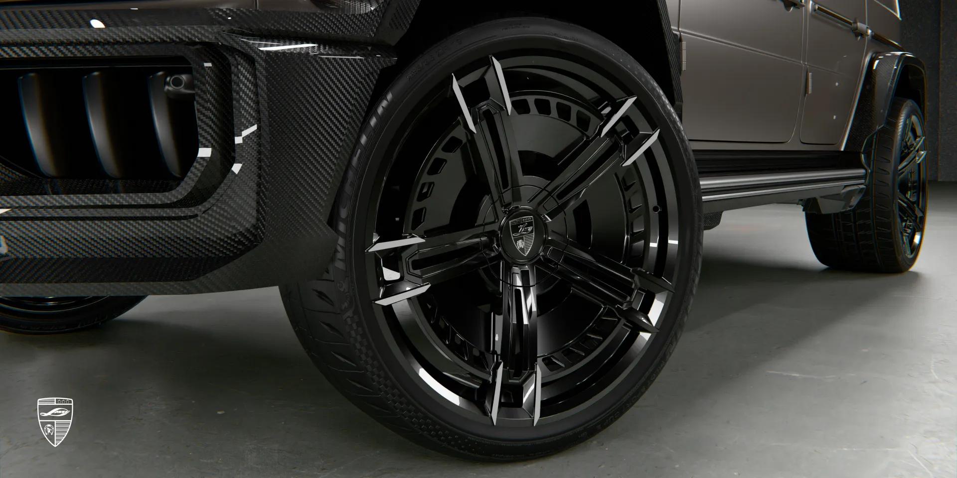 Кит widebody с простой установкой для W463A — без сверления, крупный план точек крепления