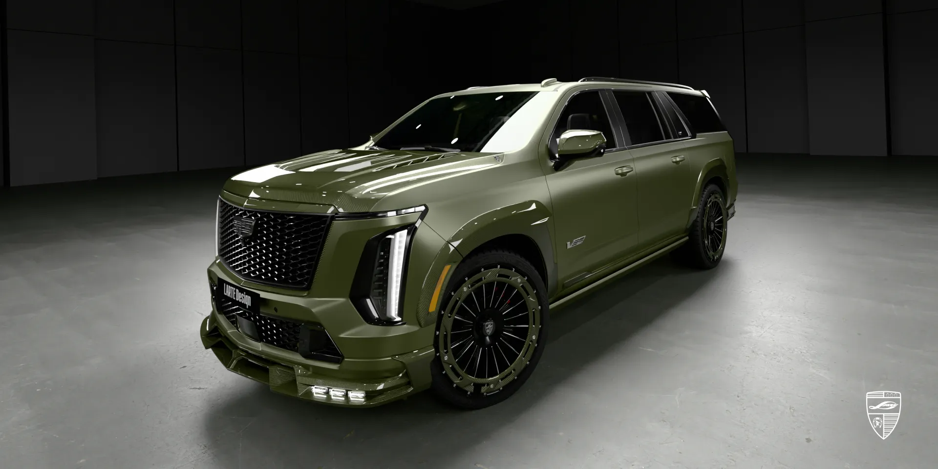 Cadillac Escalade V в зелёном цвете: премиальный тюнинг widebody и эффектная передняя часть