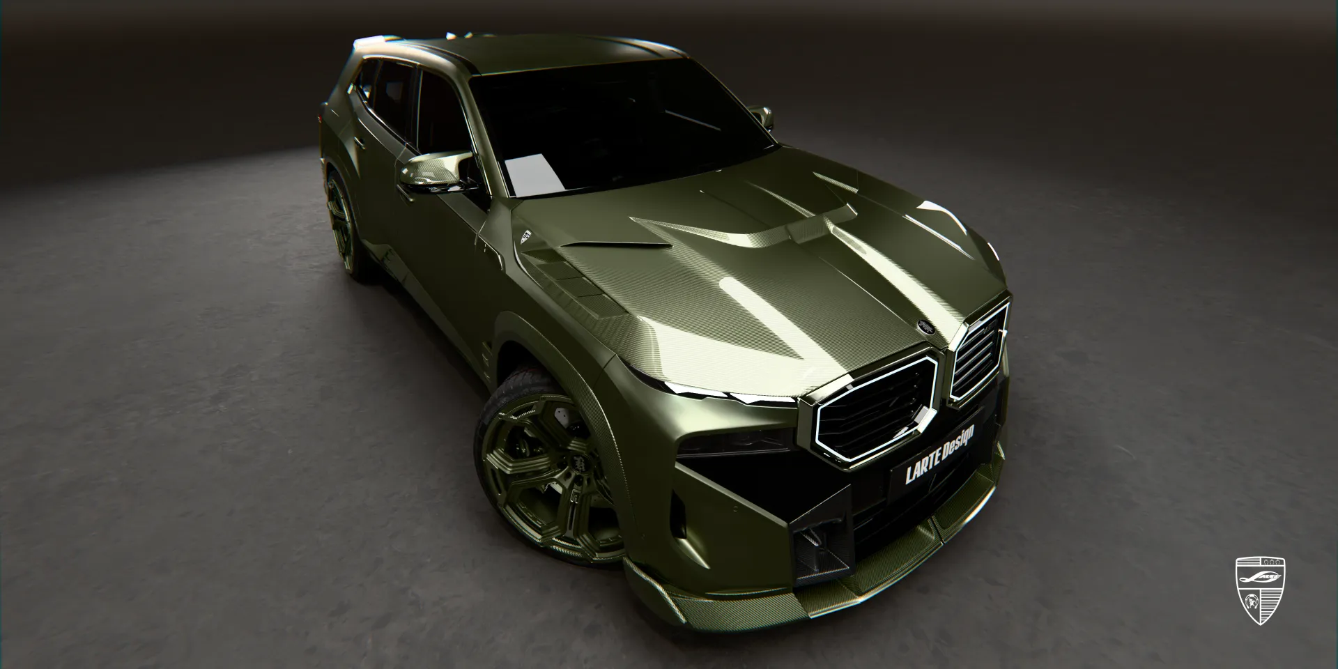 BMW XM в оливково‑зелёном цвете с полным обвесом: премиальный стиль и выразительные контуры