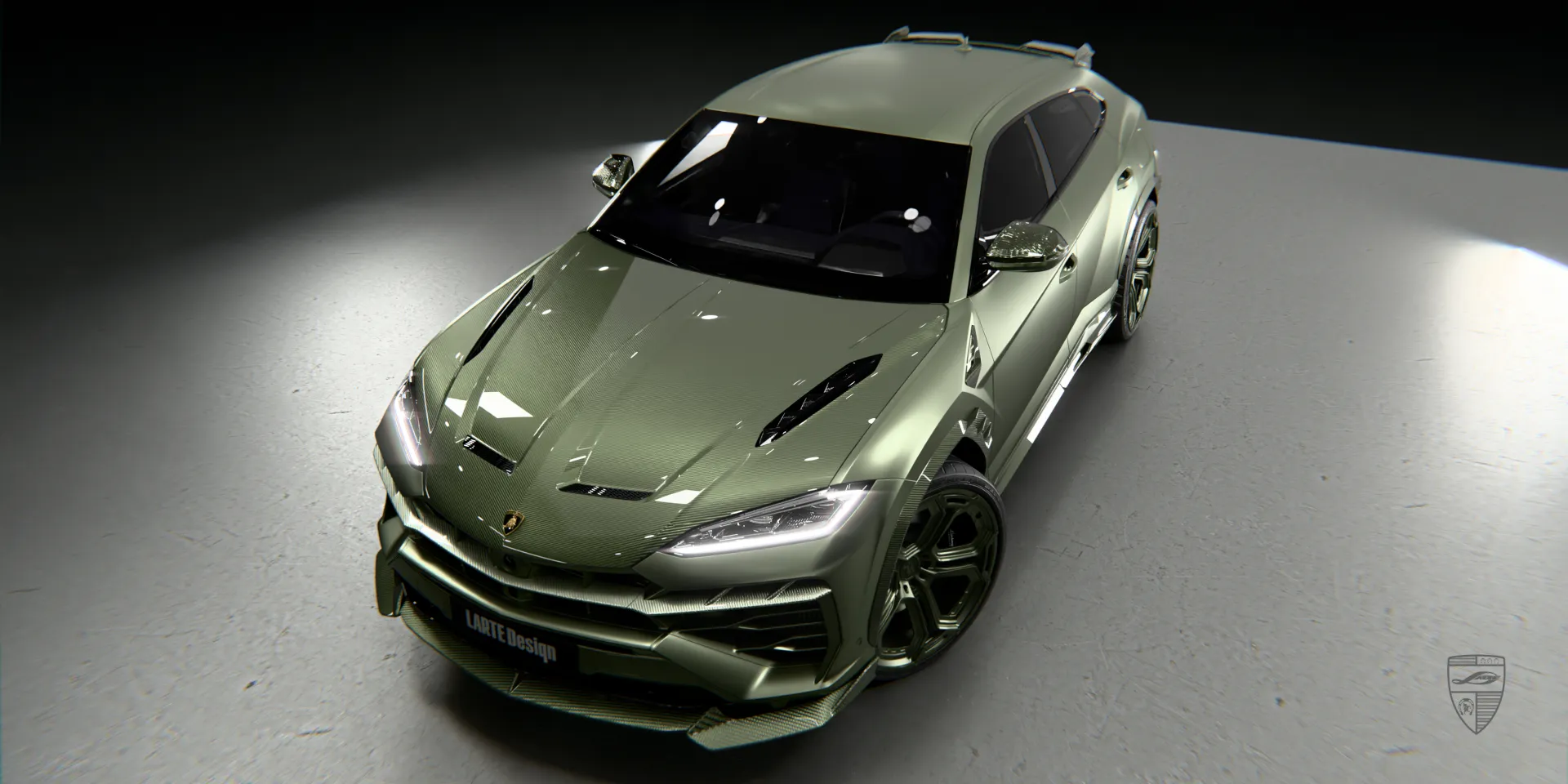 Зелёный Lamborghini Urus с обвесом: полный пакет внешнего стайлинга