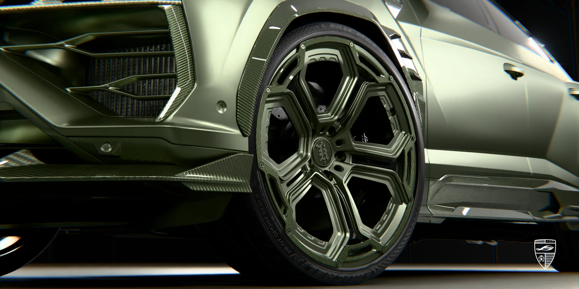 Зелёные widebody‑крылья Lamborghini Urus: расширители и увеличенные колёсные арки