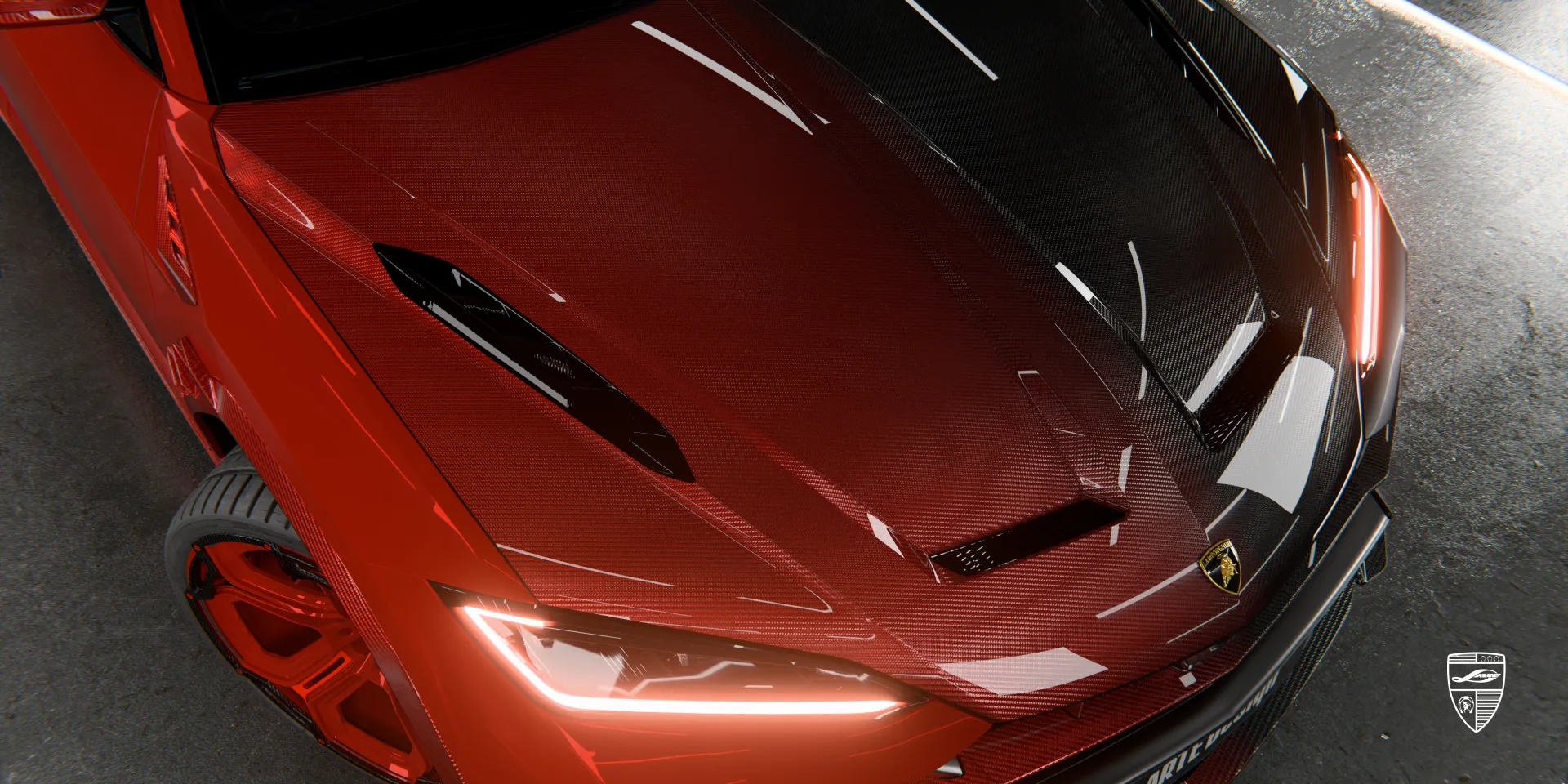 Карбоновые детали для Urus SE: сплиттер, боковые юбки, задний диффузор