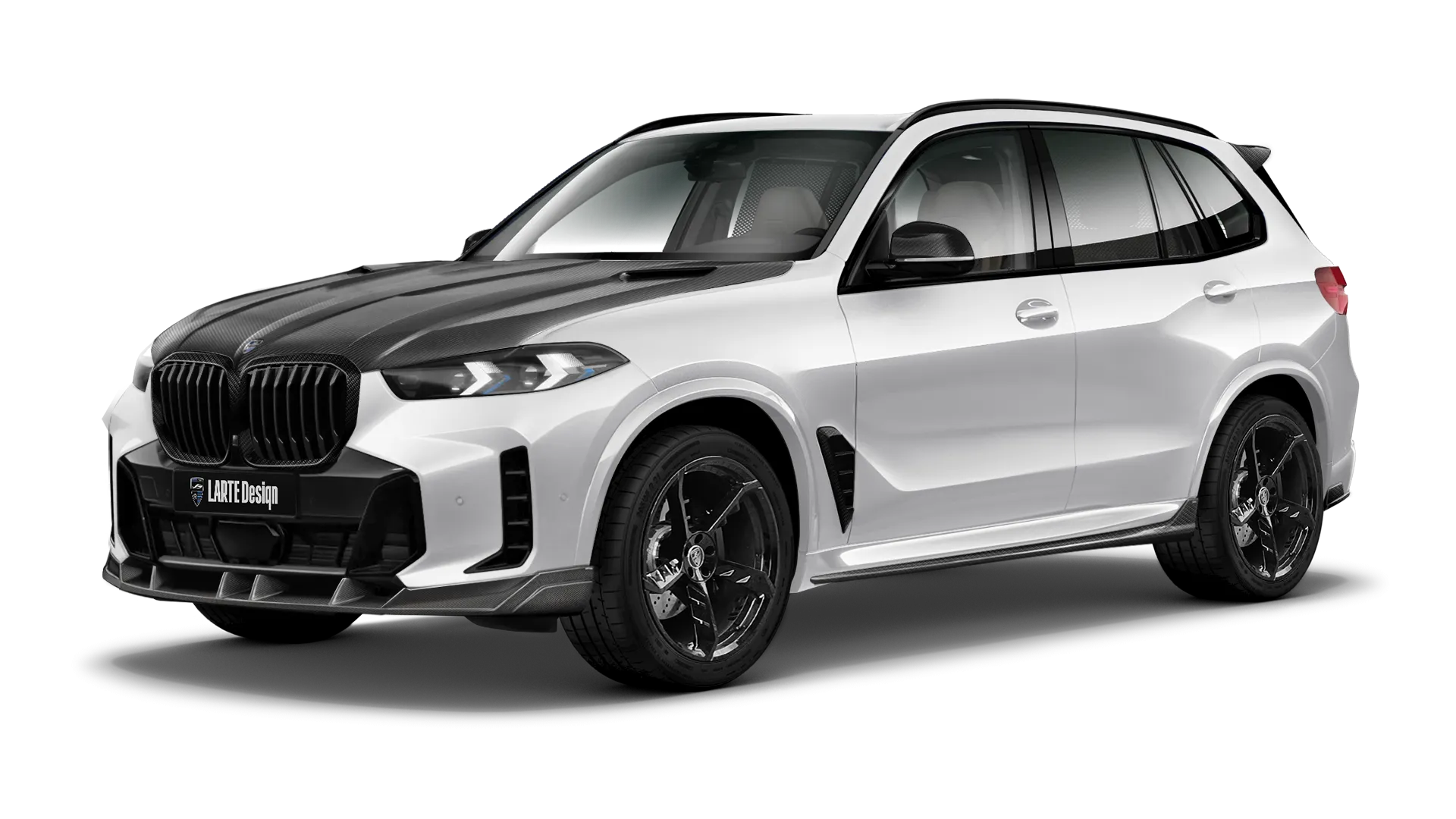 BMW X5 G05 LCI 2023 - 2026 в цвете Mineral White с карбоновым обвесом