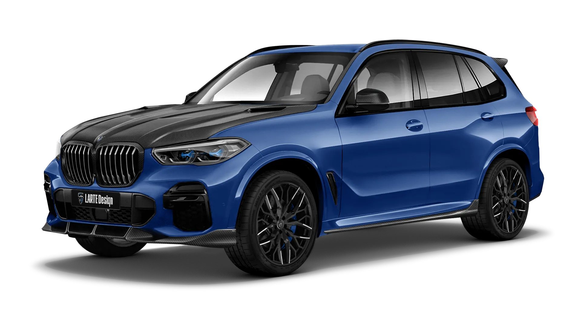 BMW X5 G05 2019 - 2023 в цвете Marina Bay Blue с карбоновым обвесом