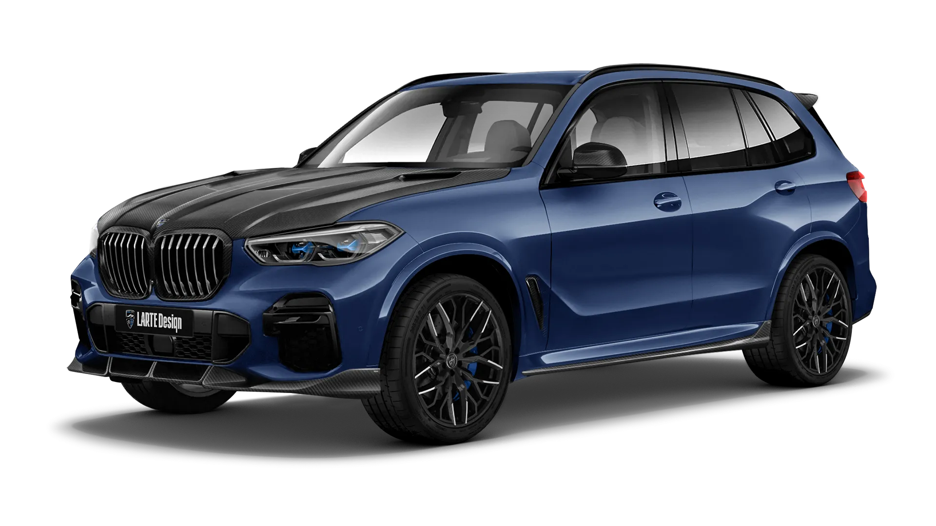 BMW X5 G05 2019 - 2023 в цвете Tanzanite Blue с карбоновым обвесом