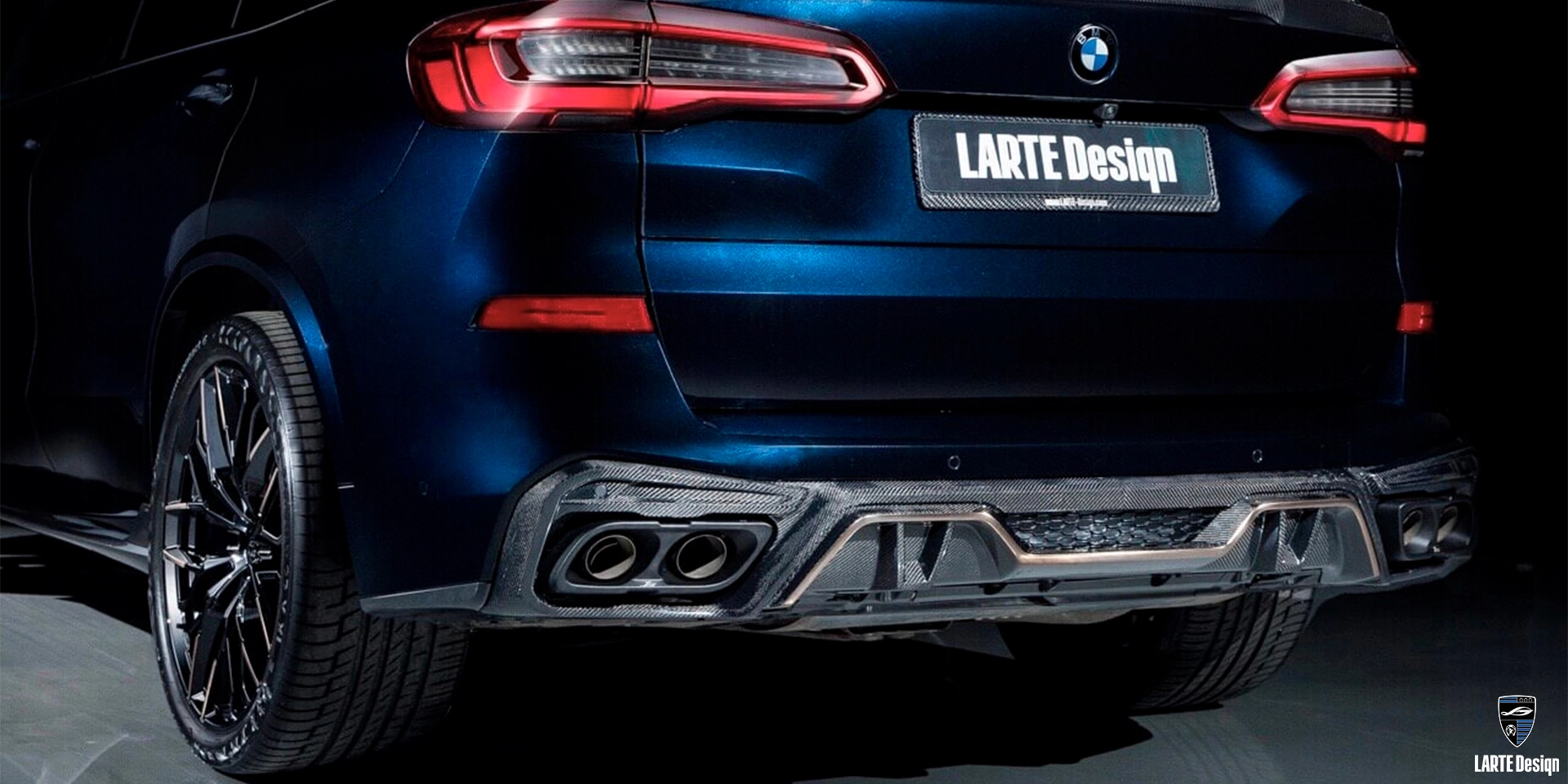 Закажите новые наконечники выхлопных газов из углеродного волокна для LARTE Performance BMW X5 M sport G05 Tanzanite Blue II Metallic