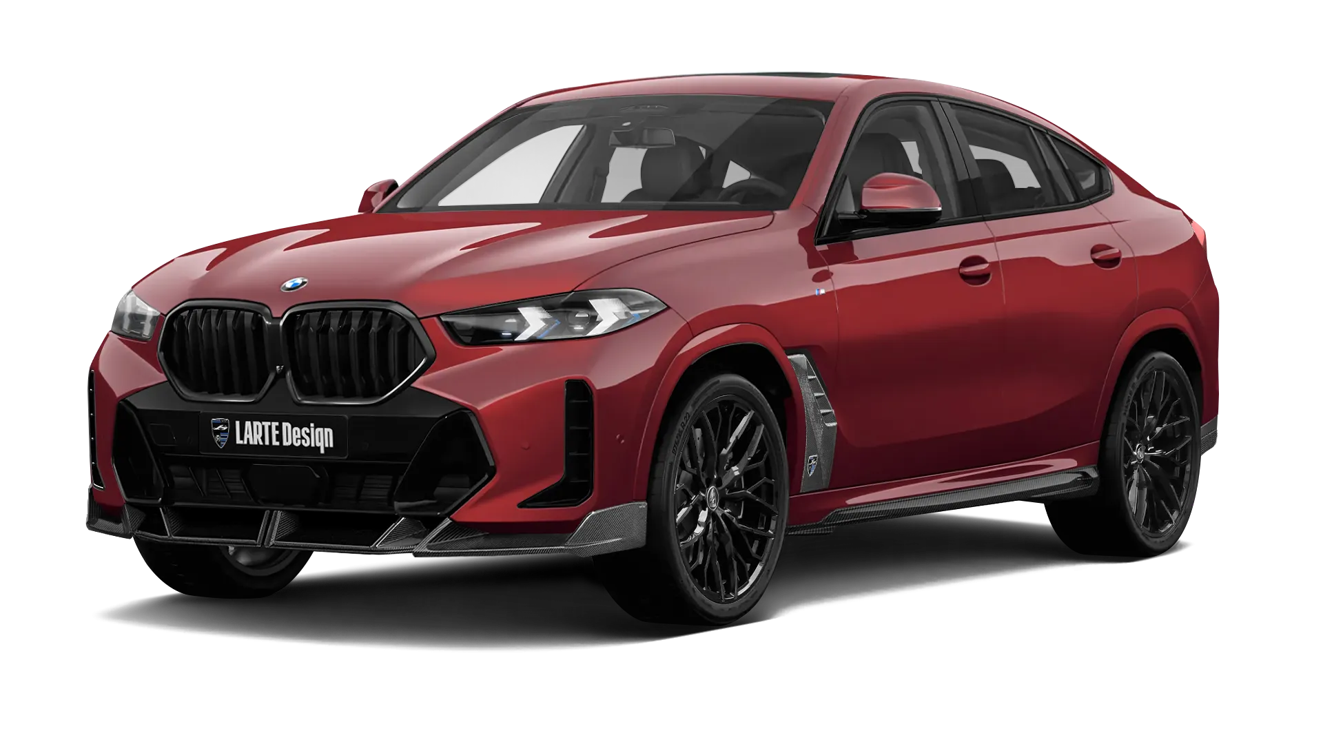 BMW X6 G06 LCI III Facelift в цвете Aventurin Red с карбоновым обвесом