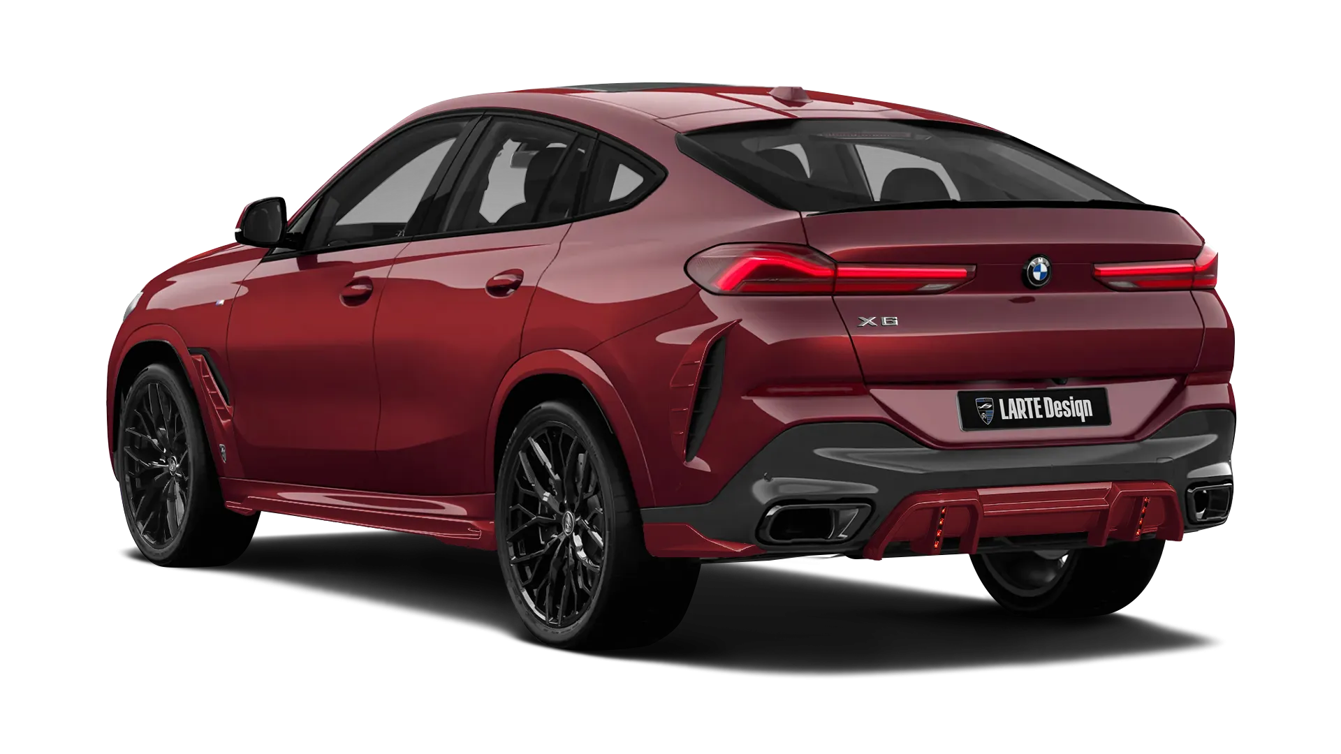 BMW X6 G06 LCI III Facelift в цвете Aventurin Red с кастомным тюнингом