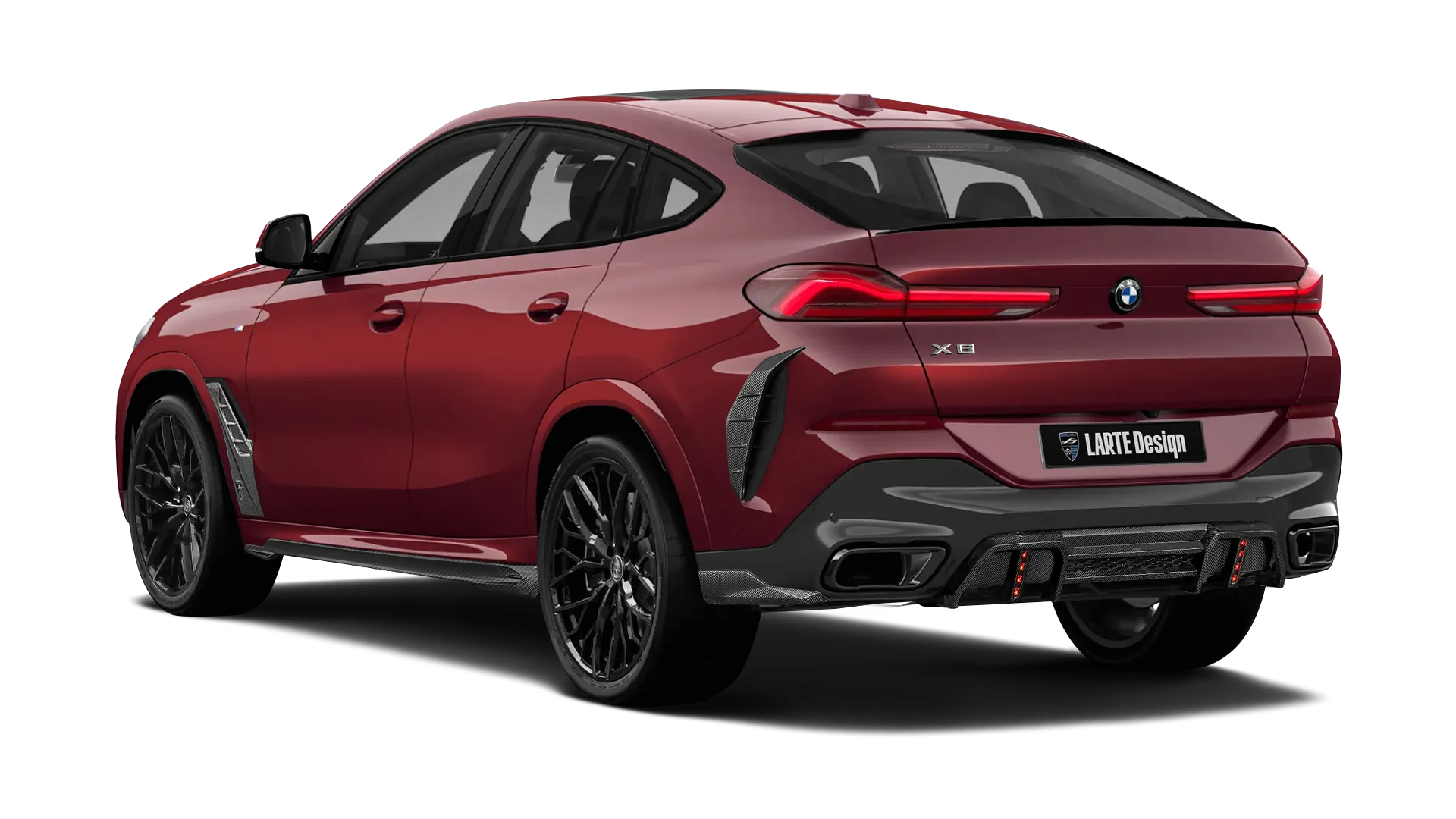 BMW X6 G06 LCI III Facelift в цвете Aventurin Red с карбоновым тюнингом
