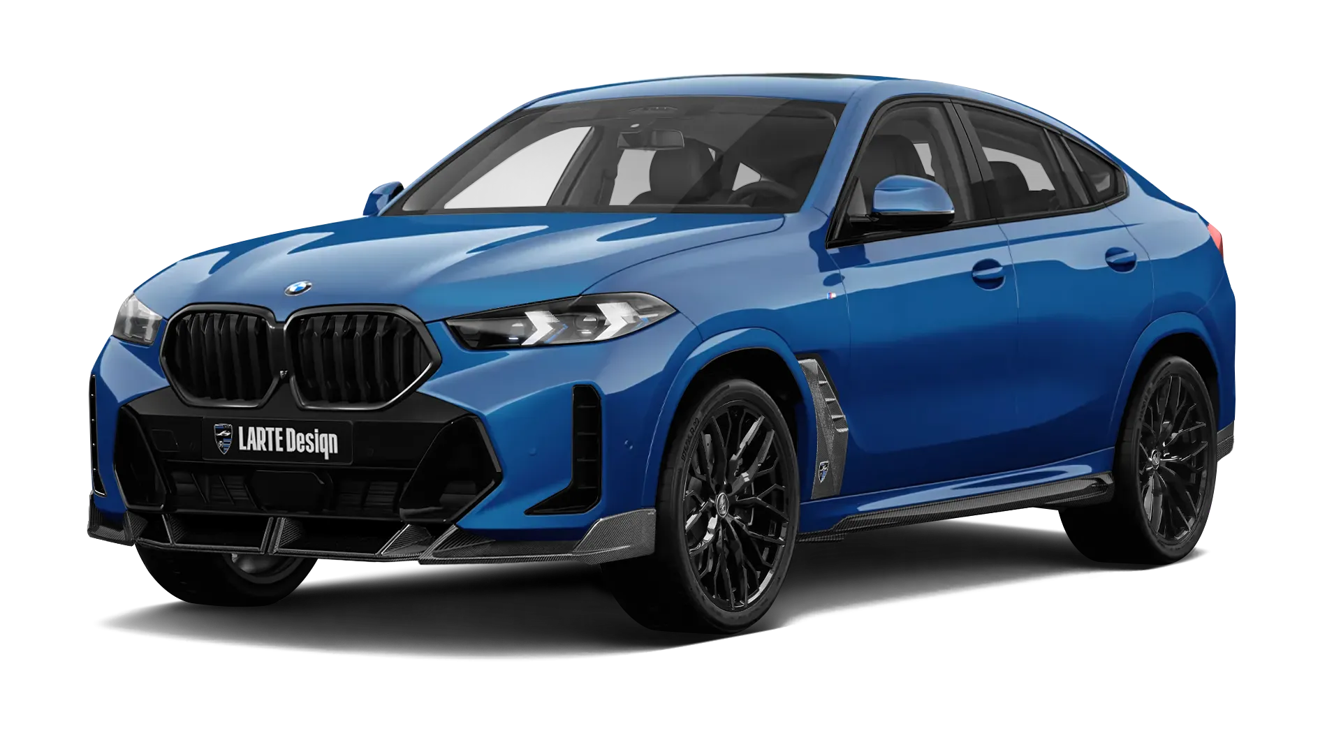 BMW X6 G06 LCI III Facelift в цвете Le Mans Blue с карбоновым обвесом