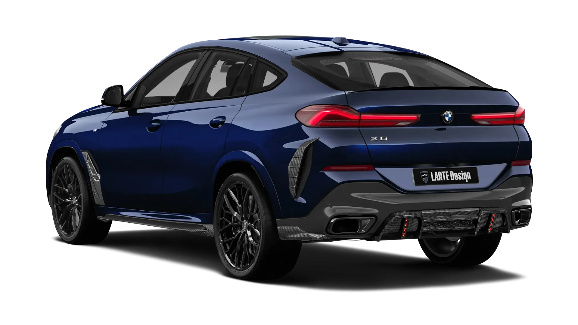 BMW X6 G06 LCI III Facelift в цвете Tanzanite Blue с карбоновым тюнингом