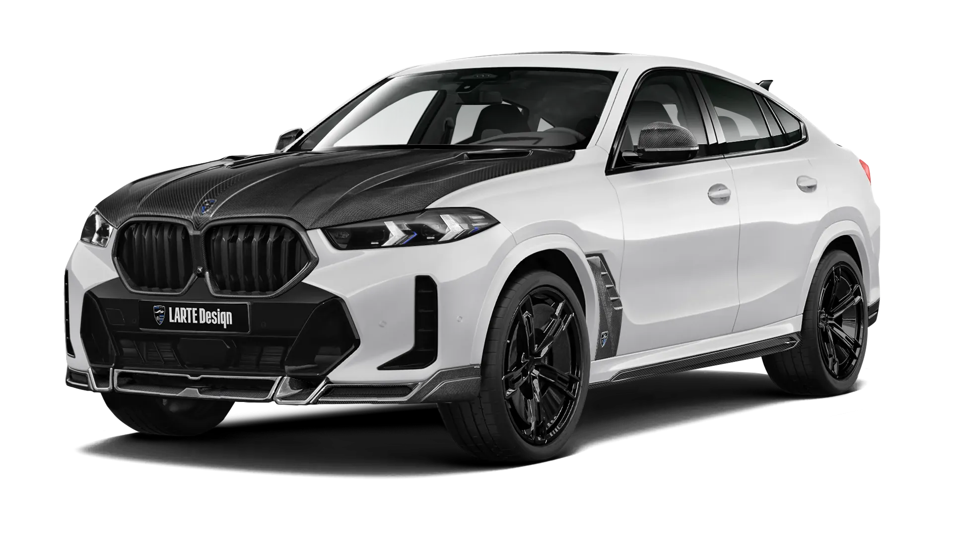 BMW X6 G06 LCI 2023 - 2026 в цвете Mineral White с карбоновым обвесом