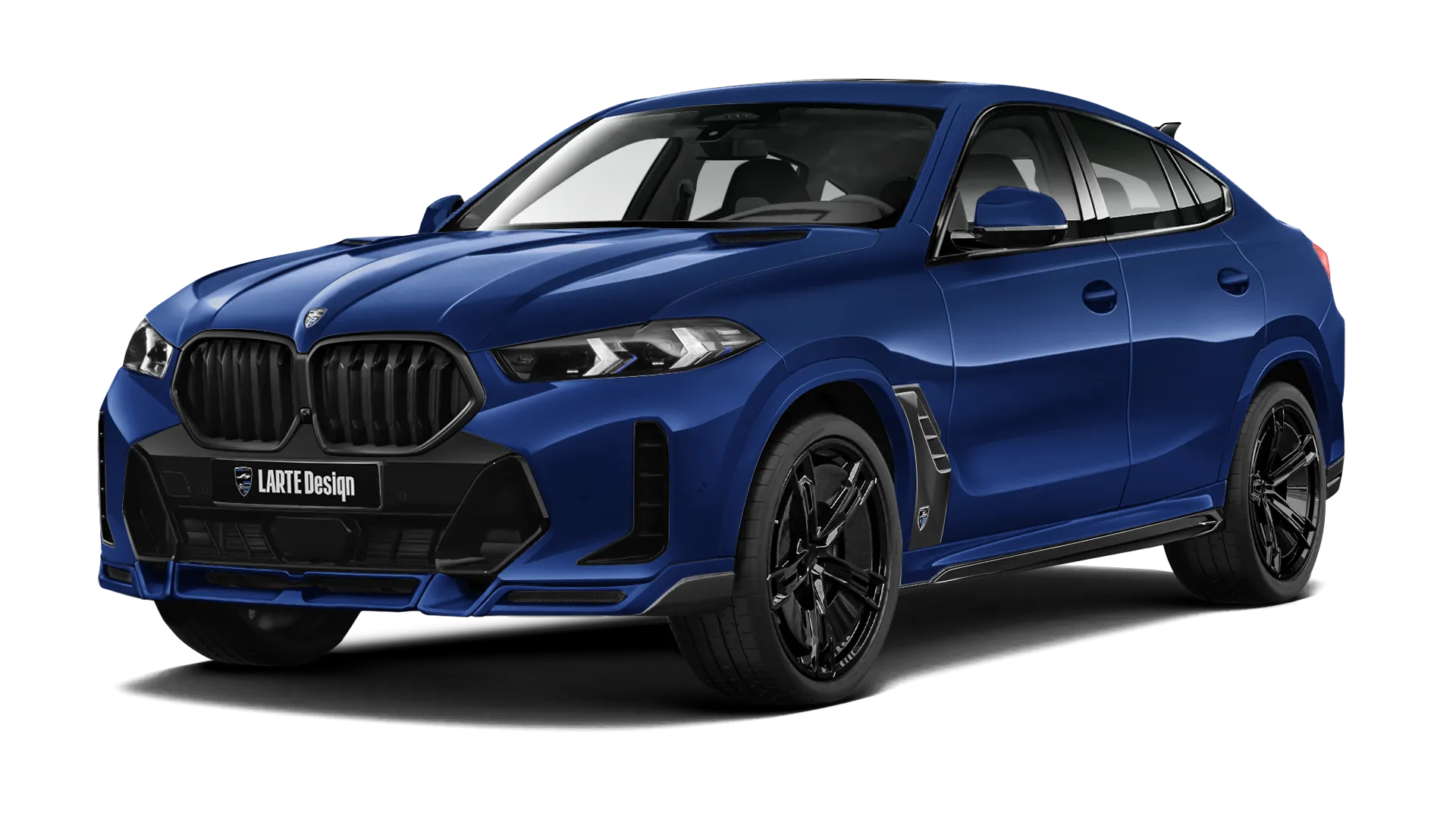 BMW X6 G06 LCI 2023 - 2026 в цвете Tanzanite Blue с кастомным обвесом