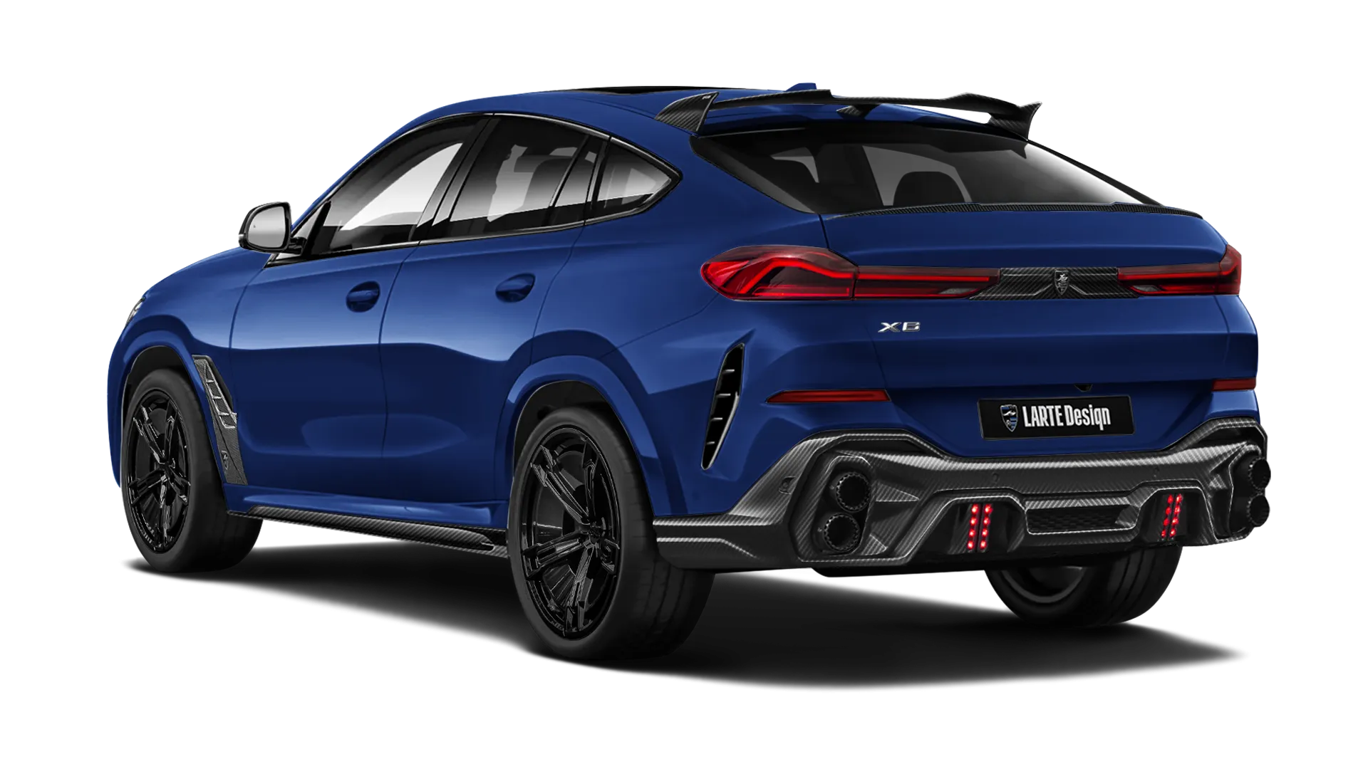 BMW X6 G06 LCI 2023 - 2026 в цвете Tanzanite Blue с карбоновым тюнингом