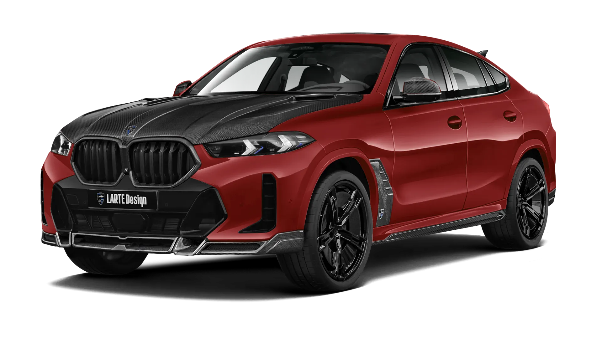 BMW X6 G06 LCI 2023 - 2026 в цвете Toronto Red с карбоновым обвесом
