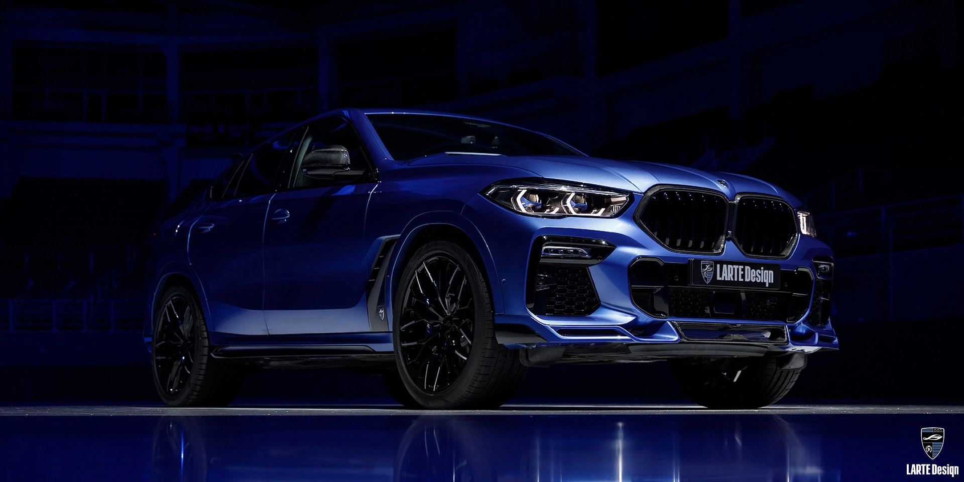 Купить Аэродинамическую переднюю кромку из углеродного волокна для LARTE Performance BMW X6 M sport G06 Phytonic Blue Metallic