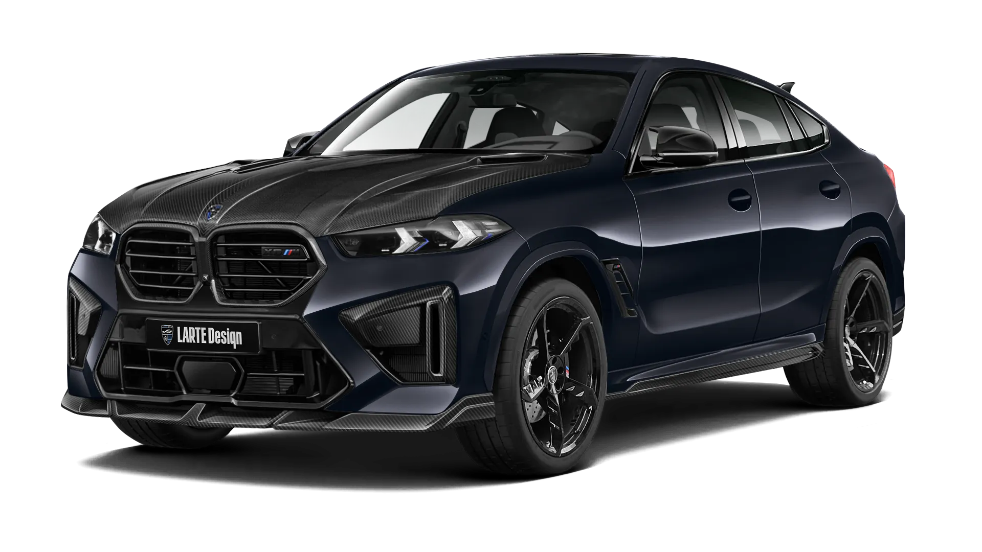 BMW X6M F96 LCI 2023 - 2026 в цвете Carbon Black с карбоновым обвесом