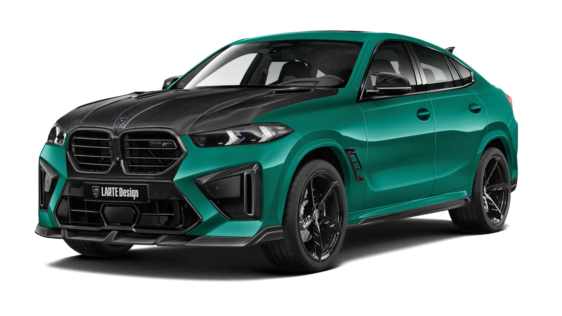 BMW X6M F96 LCI 2023 - 2026 в цвете Isle Of Man с карбоновым обвесом