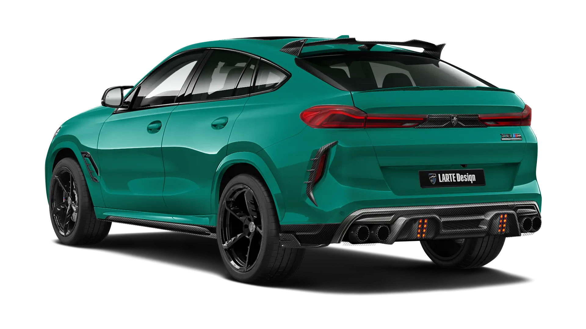 BMW X6M F96 LCI 2023 - 2026 в цвете Isle Of Man с карбоновым тюнингом