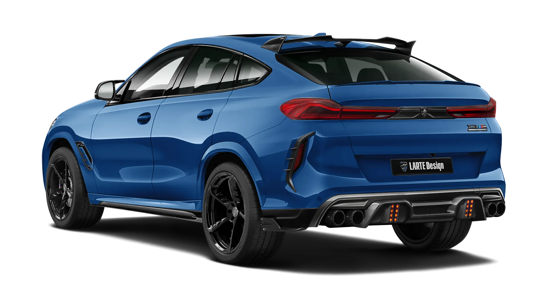 BMW X6M F96 LCI 2023 - 2026 в цвете Marina Bay Blue с кастомным тюнингом