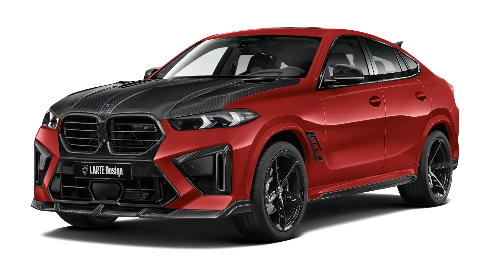 BMW X6M F96 LCI 2023 - 2026 в цвете Toronto Red с карбоновым обвесом