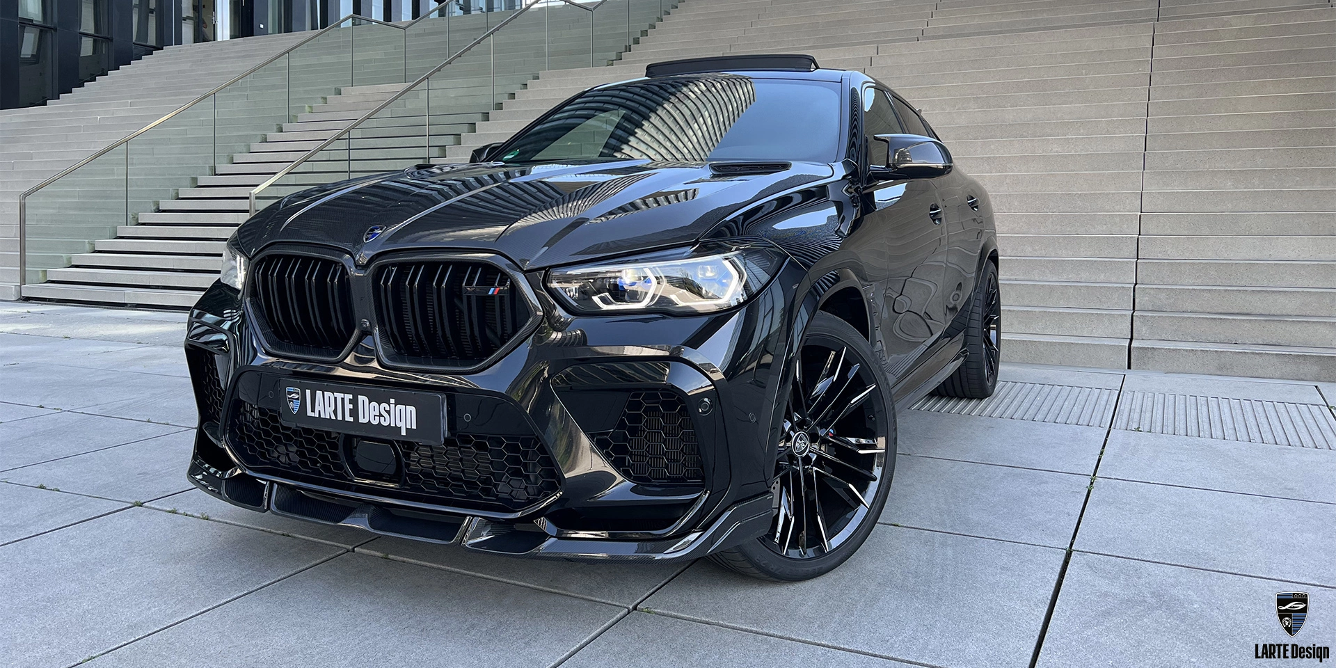 Купить сплиттер переднего бампера из углеродного волокна для BMW X6 M Competition F96 Carbon Black Metallic