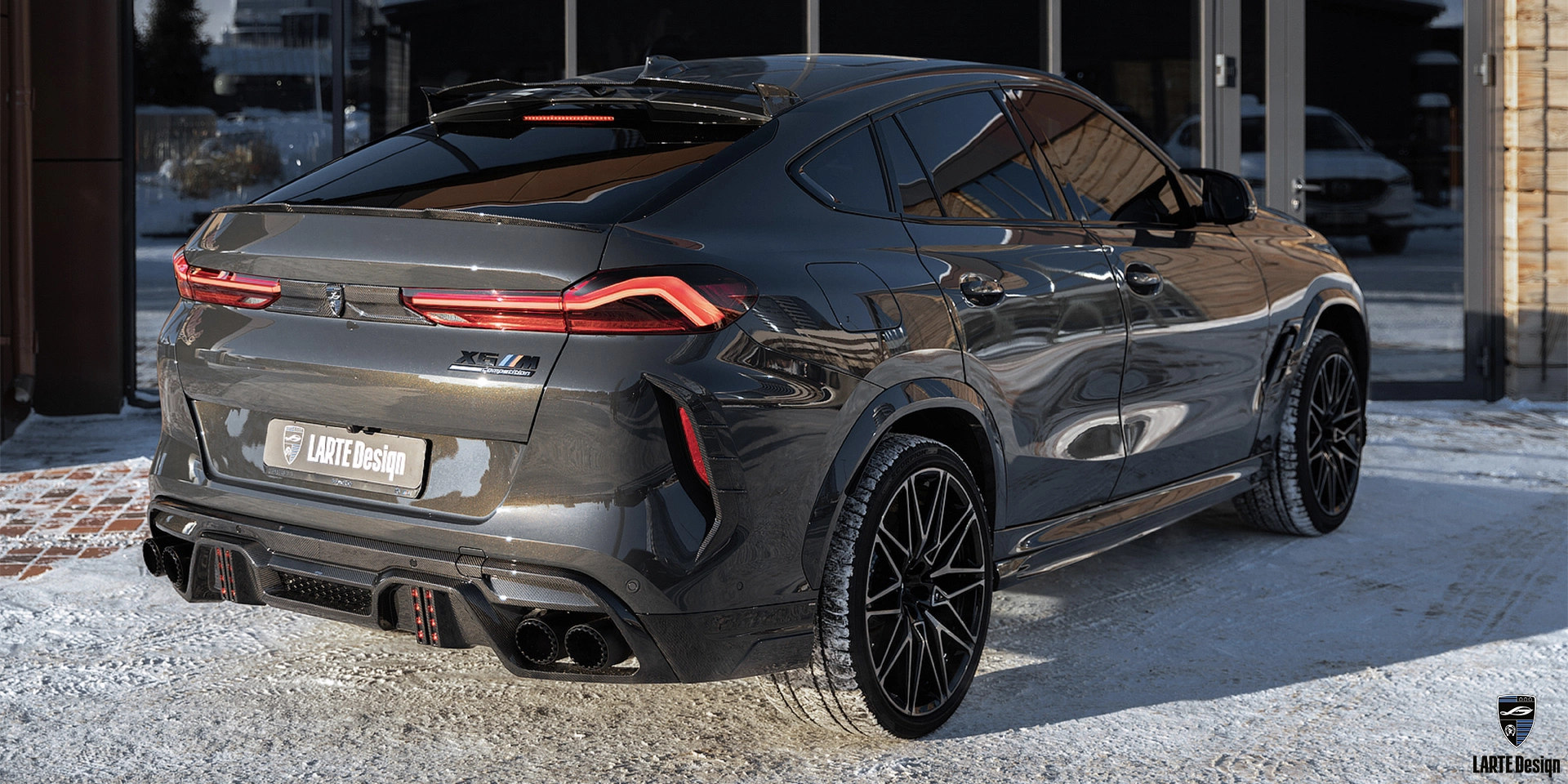 Установка для автомобильных кованых дисков из углеродного волокна для BMW X6 M Competition F96 Carbon Black Metallic