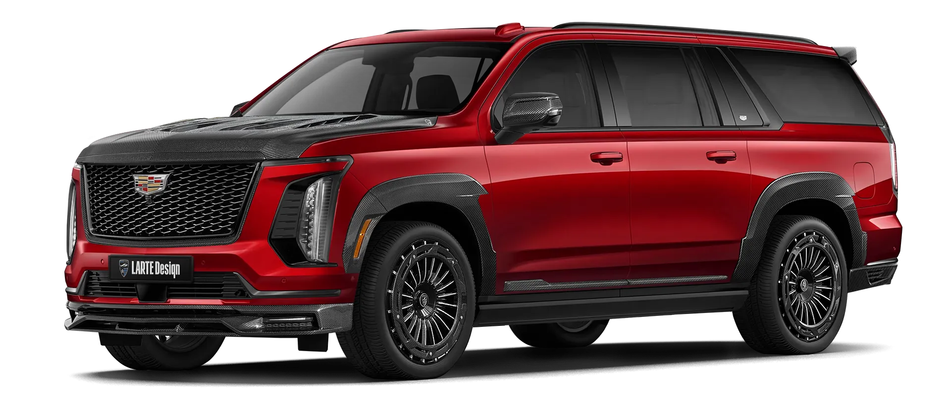 Cadillac Escalade 600 в цвете Radiant Red Tintcoat с карбоновым обвесом