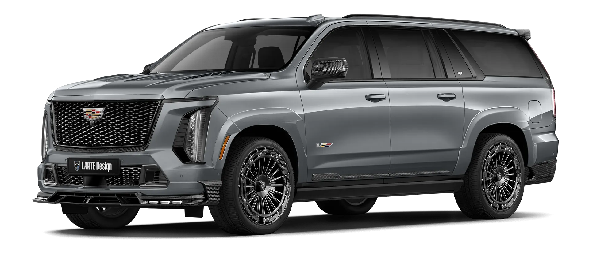 CADILLAC ESCALADE V V-ESV 2024-2026 в цвете Argent Silver с кастомным обвесом