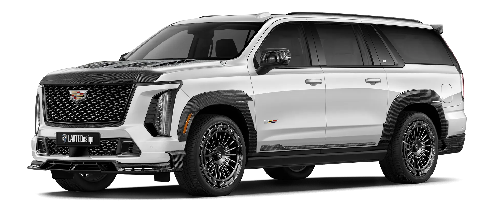 CADILLAC ESCALADE V V-ESV 2024-2026 в цвете Crystal White Tricoat с карбоновым обвесом