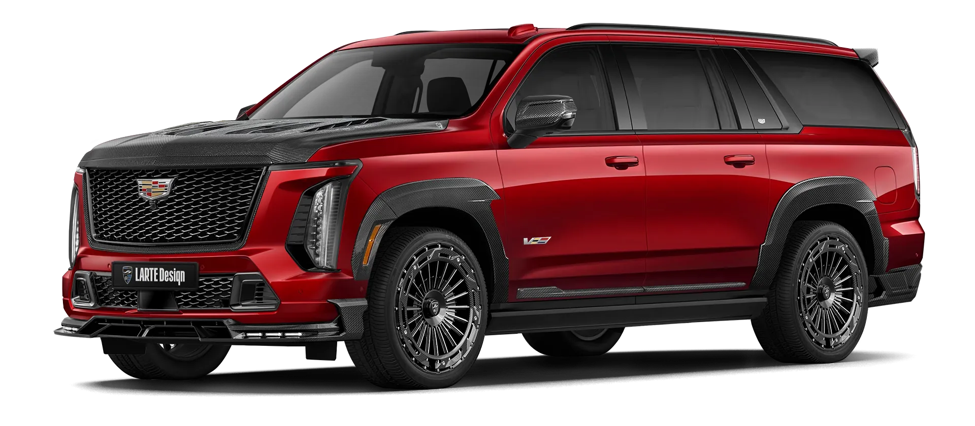CADILLAC ESCALADE V V-ESV 2024-2026 в цвете Radiant Red Tintcoat с карбоновым обвесом