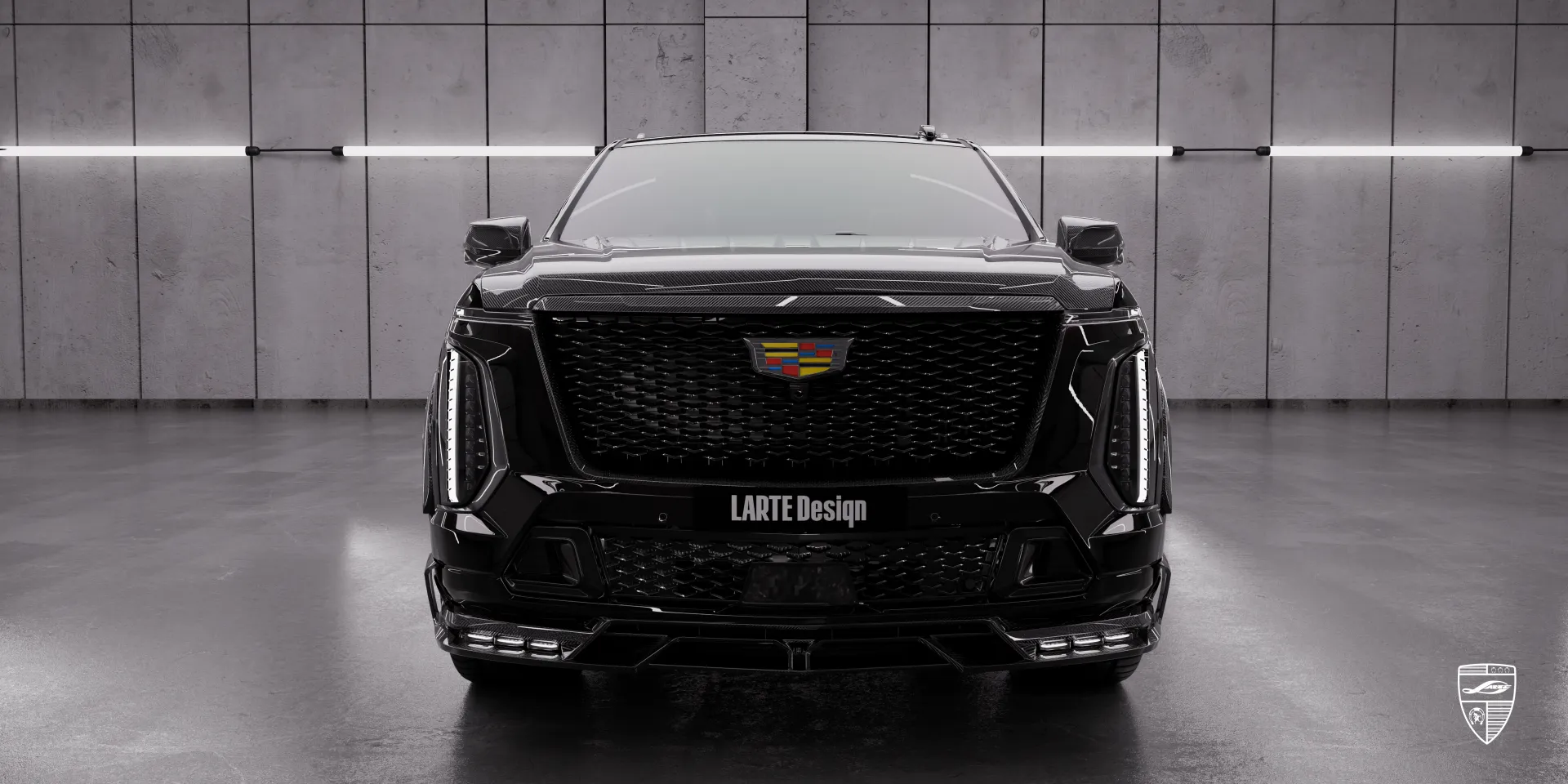 Чёрный Cadillac Escalade‑V ESV Facelift — уникальная сборка Cadillac 2026 года с карбоновым обвесом