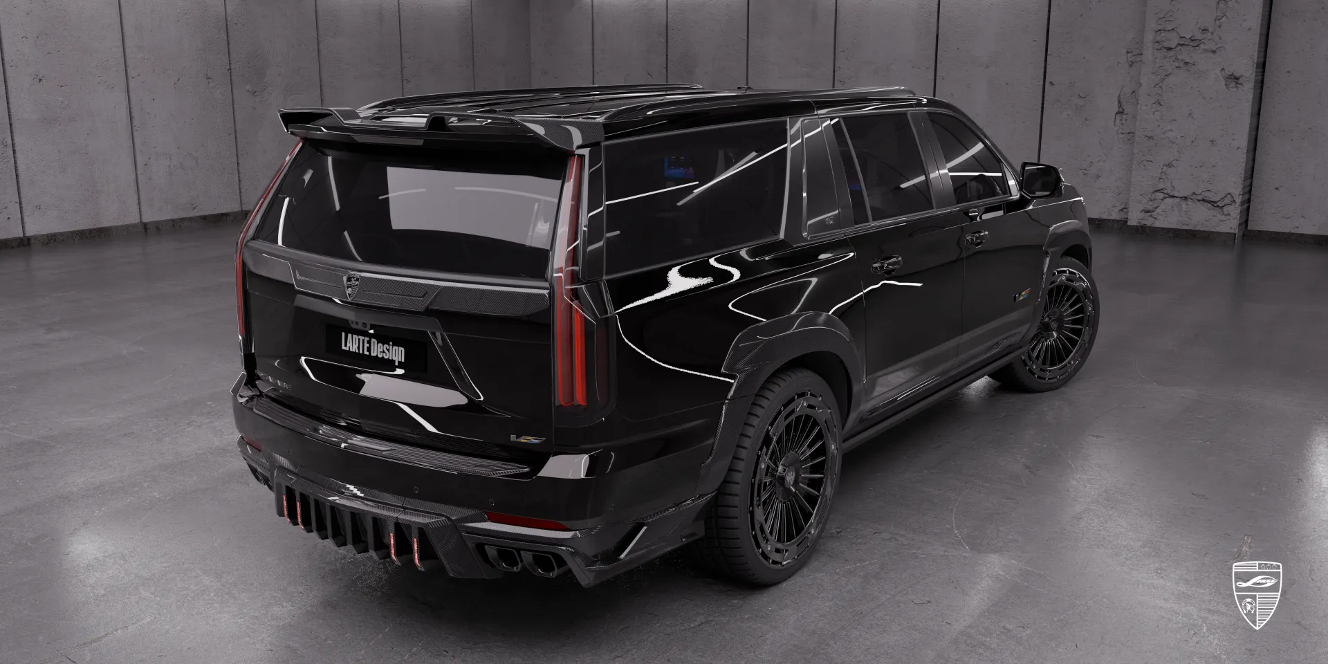 Чёрный Cadillac Escalade‑V ESV Facelift с лимитированным карбоновым стайлингом