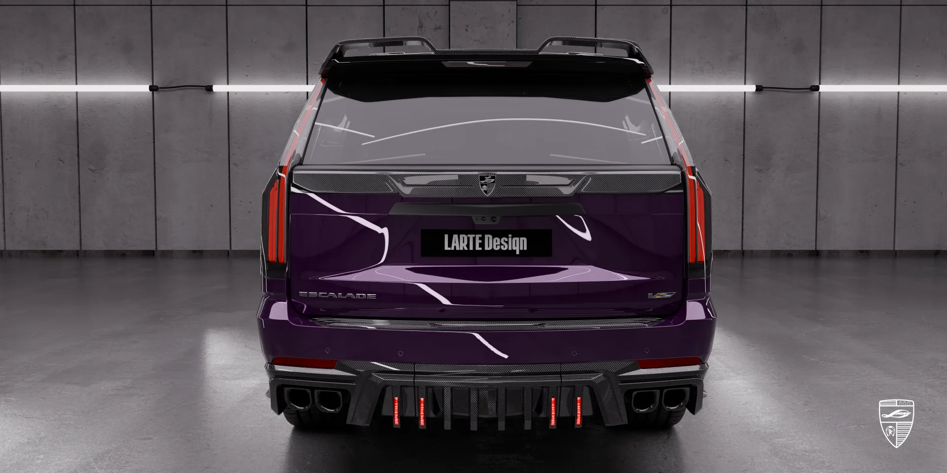 Фиолетовый Cadillac Escalade‑V ESV Facelift в карбоновом обвесе с расширителями колёсных арок