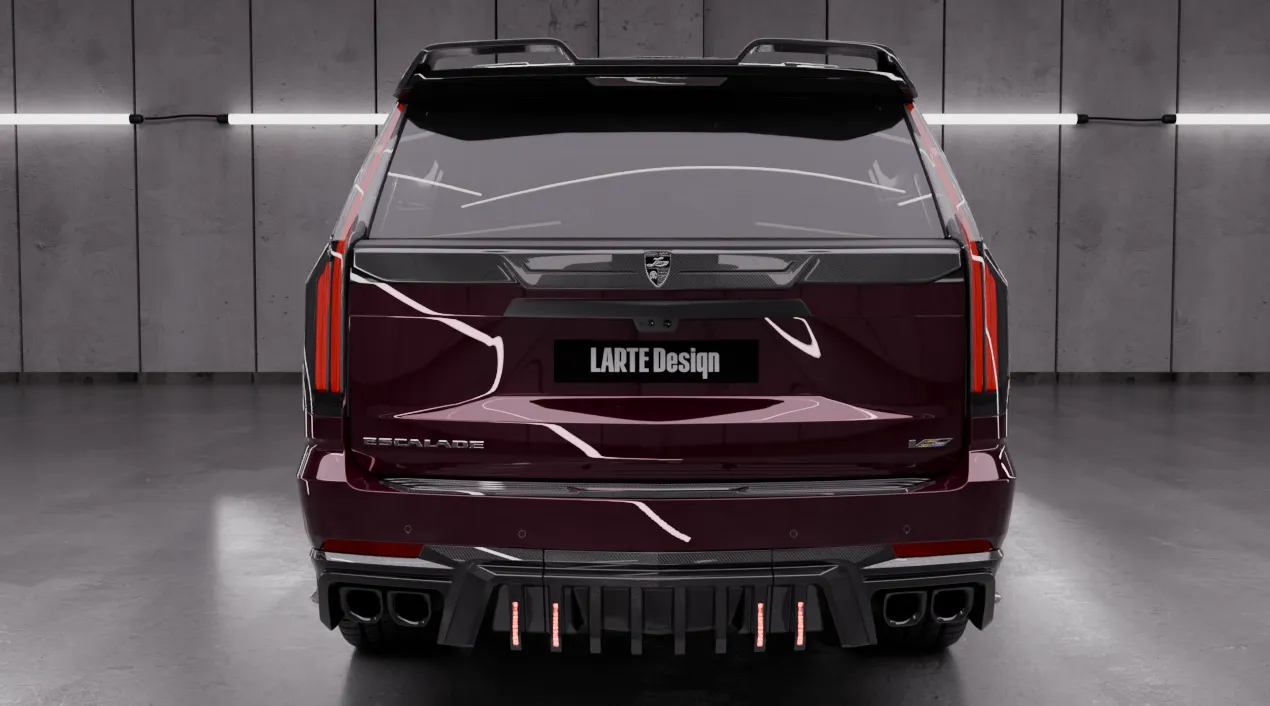 Задний профиль под углом Cadillac Escalade V-ESV Facelift с кастомным тюнингом