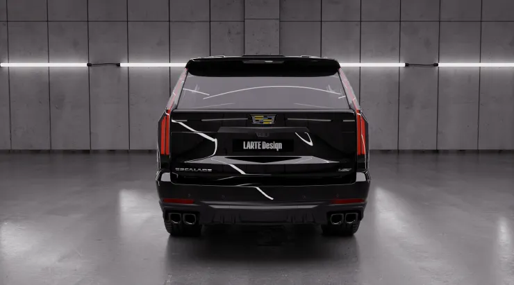 Задний профиль под углом Cadillac Escalade V-ESV Facelift с кастомным тюнингом