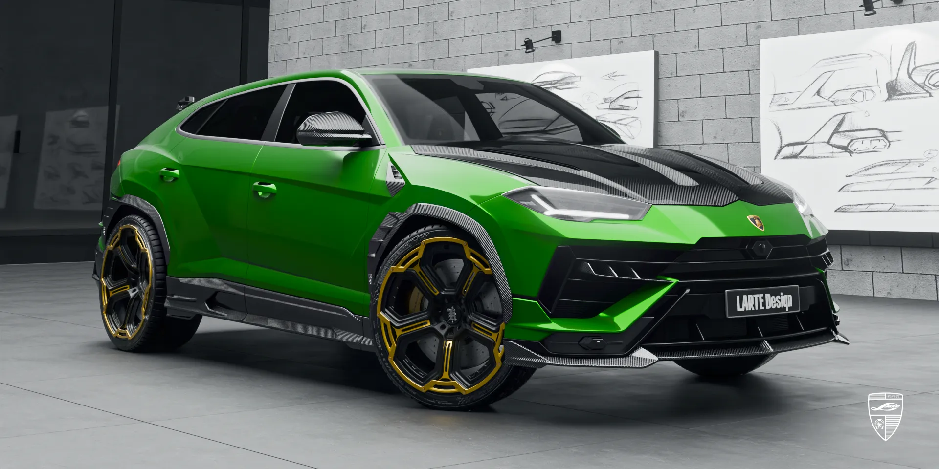 Скульптурный Lamborghini URUS S / Performante с карбоновыми порогами и глянцевыми акцентами