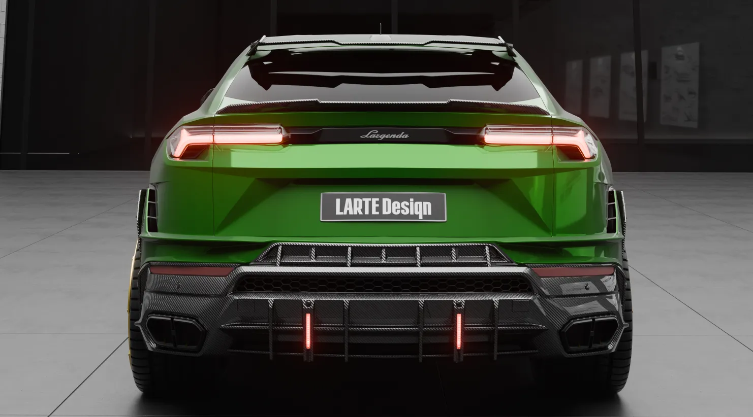 Задний профиль под углом Lamborghini URUS S / Performante с кастомным тюнингом