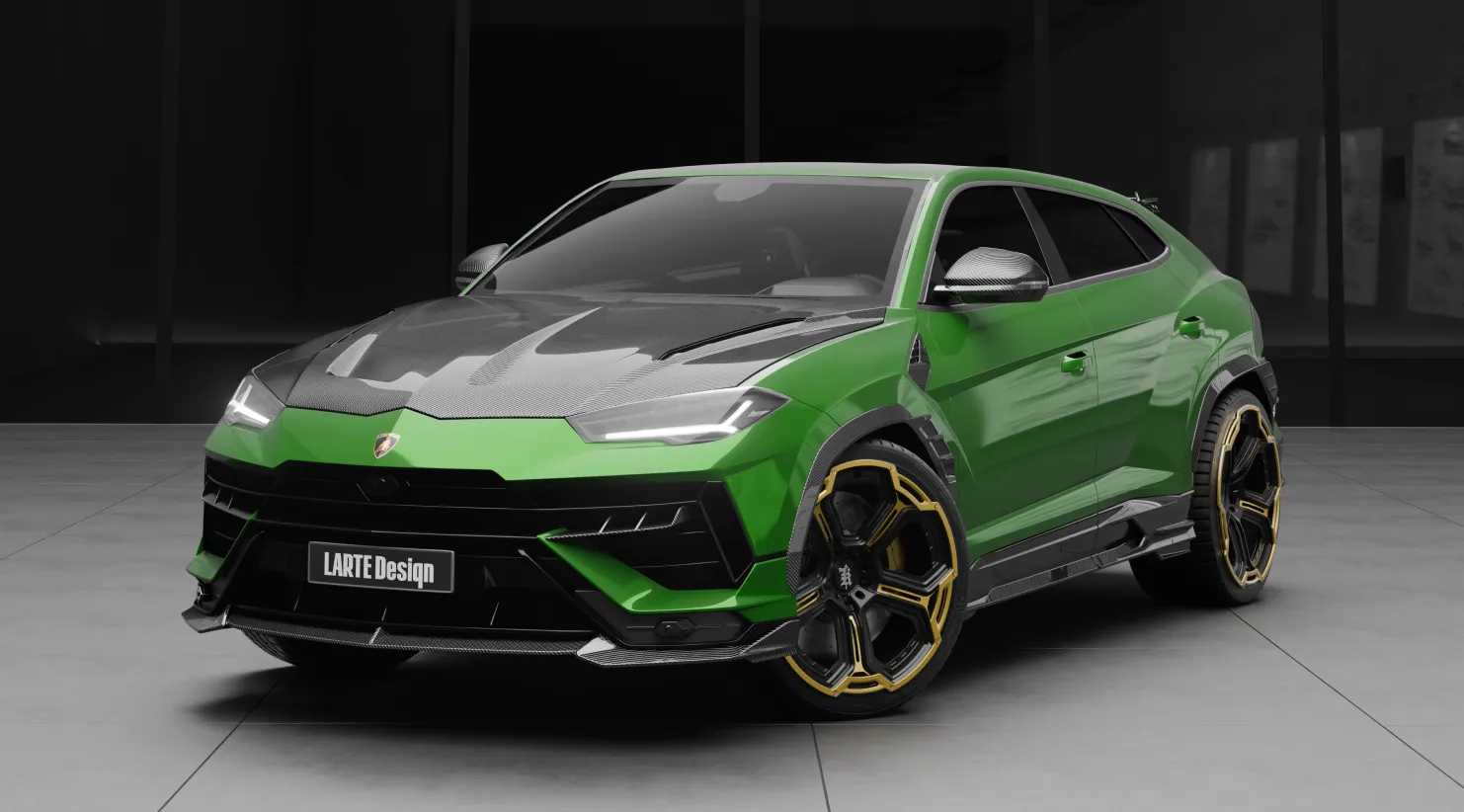 Перед под углом Lamborghini URUS S / Performante с кастомным обвесом