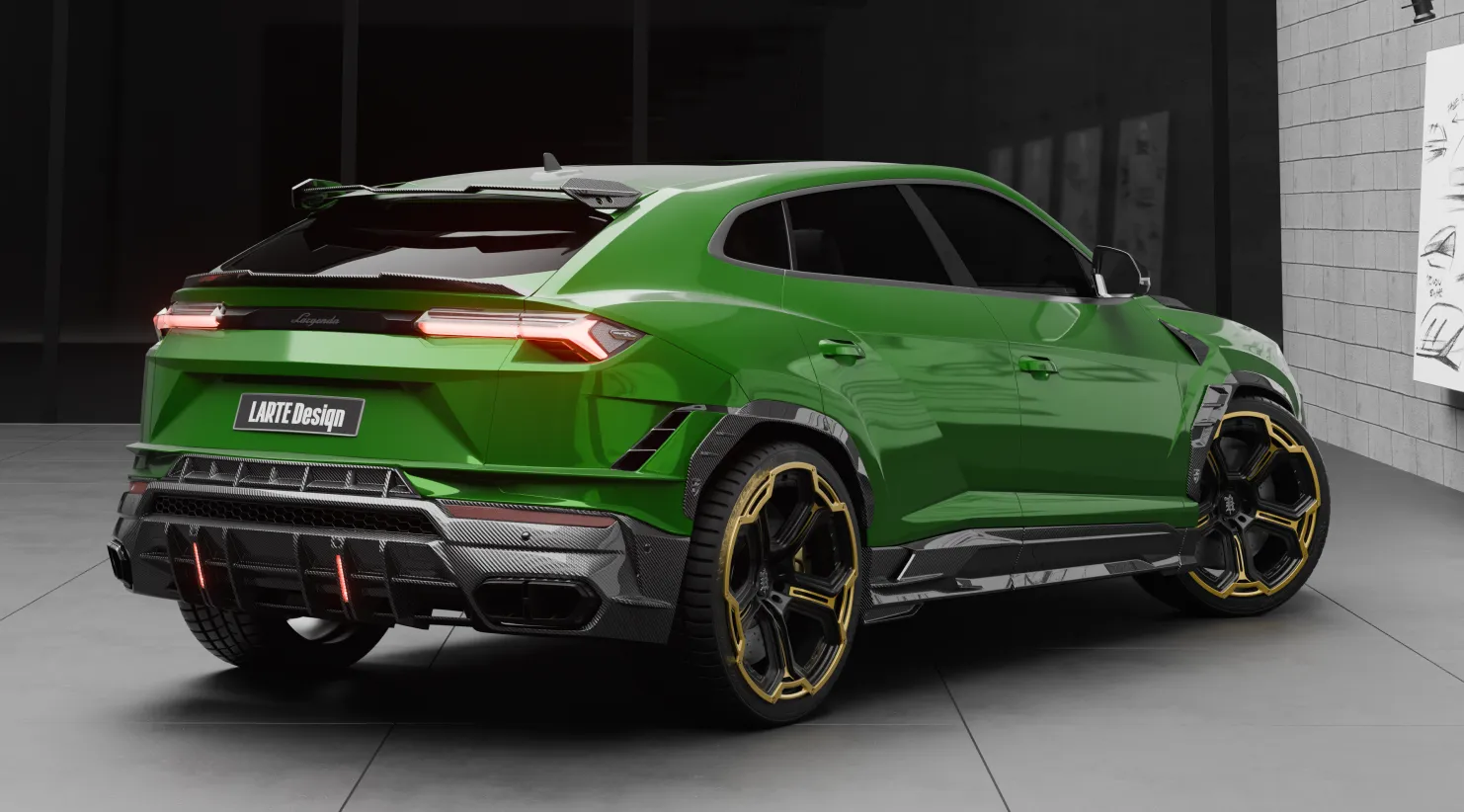 Задний профиль Lamborghini URUS S / Performante с кастомным тюнингом