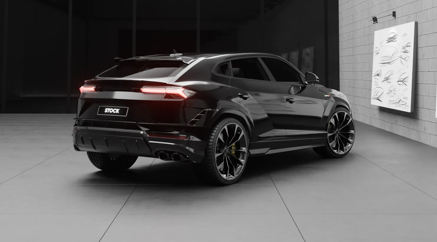Задний профиль Lamborghini URUS S / Performante с кастомным тюнингом
