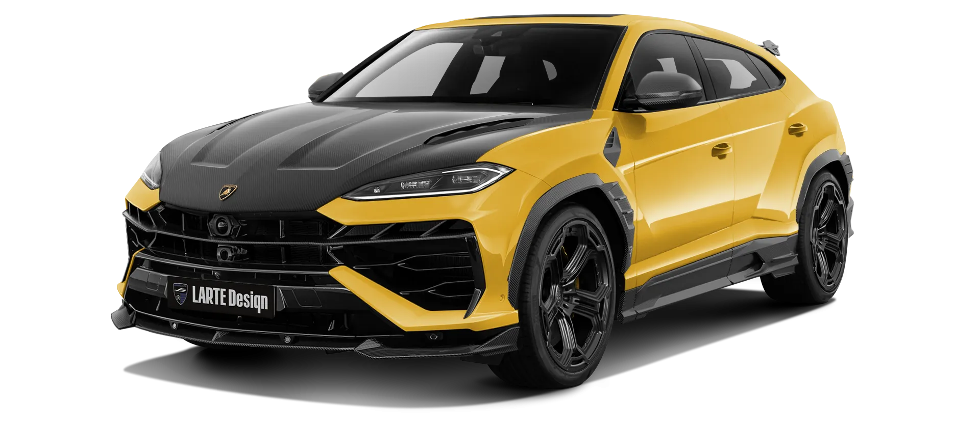 LAMBORGHINI URUS SE 2025 - 2026 в цвете Giallo Inti с карбоновым обвесом