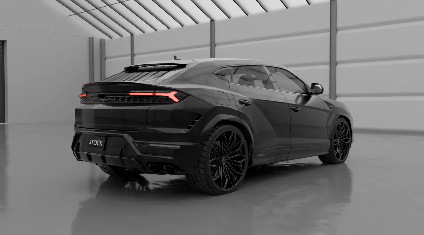 Задний профиль под углом Lamborghini URUS SE с кастомным тюнингом
