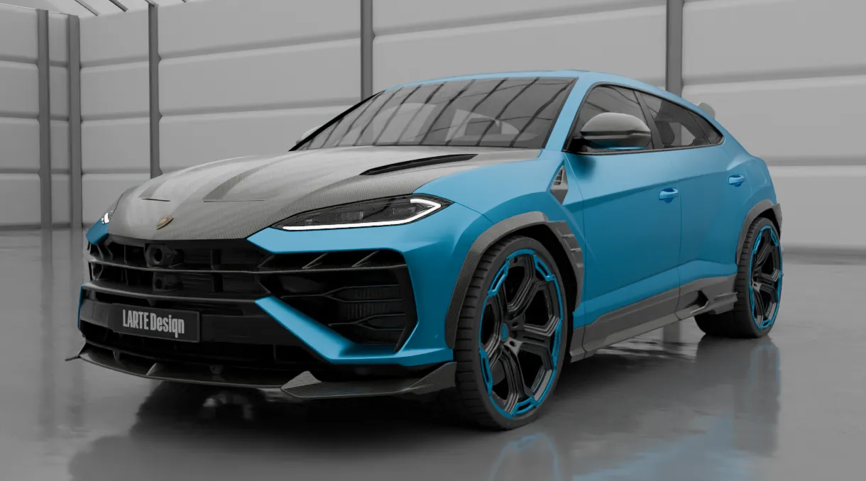 Перед под углом Lamborghini URUS SE с кастомным обвесом
