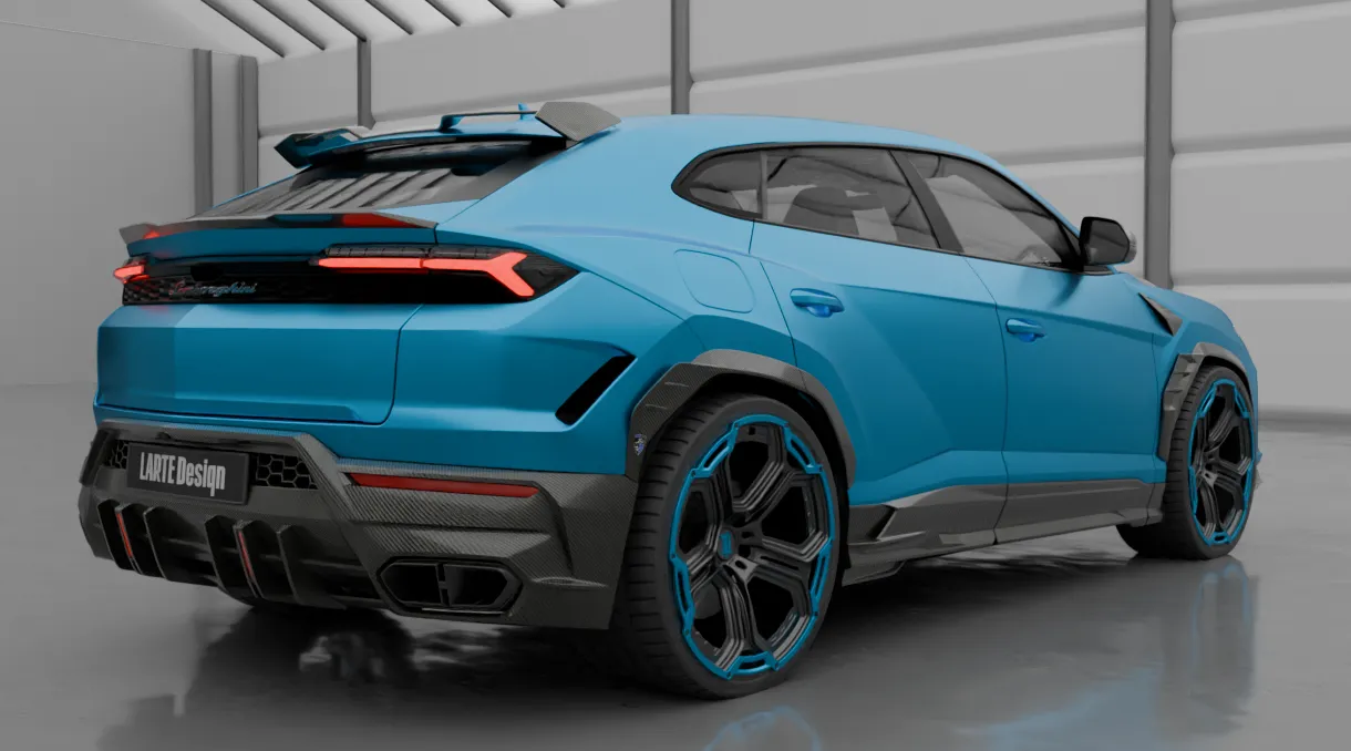 Задний профиль под углом Lamborghini URUS SE с кастомным тюнингом