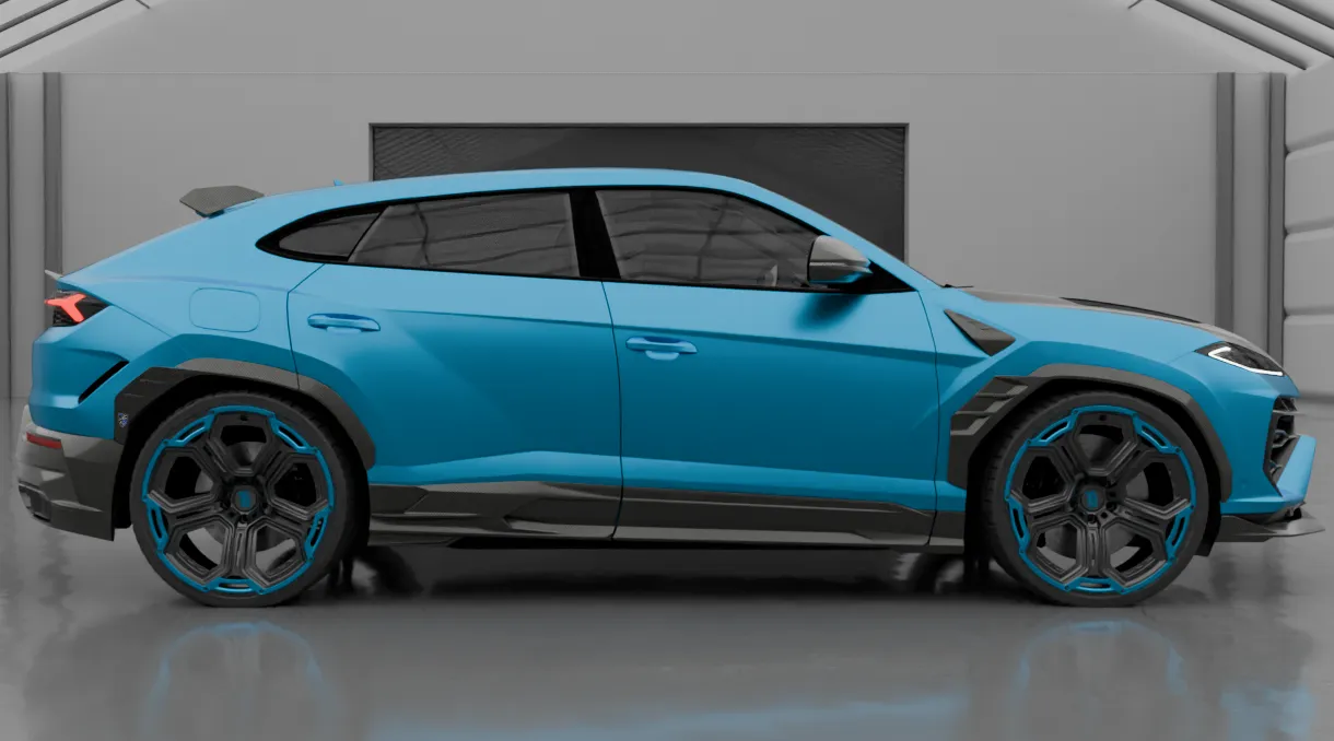 Боковой профиль Lamborghini URUS SE с кастомным тюнингом