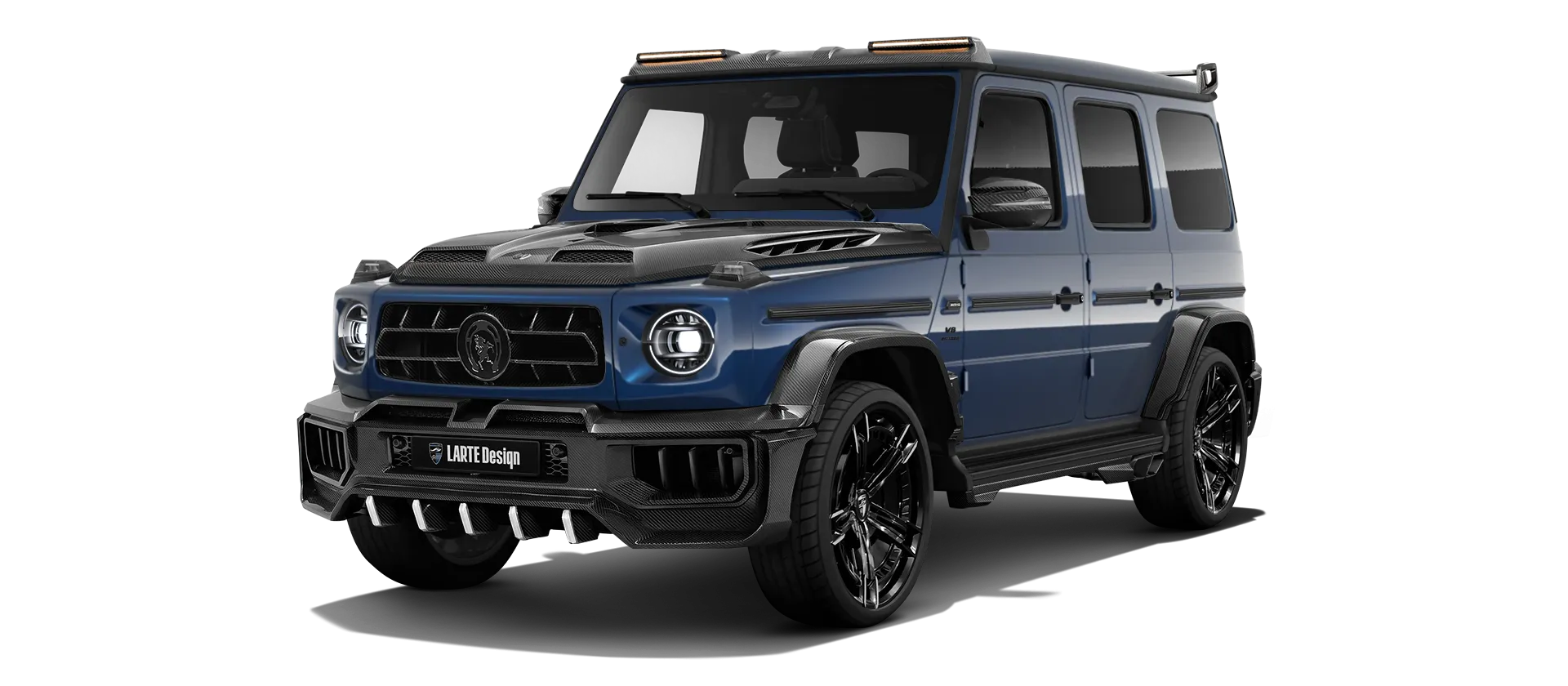 MERCEDES G 63 W463A FACELIFT 2024 - 2026 WIDEBODY в цвете Brilliant Blue с карбоновым обвесом