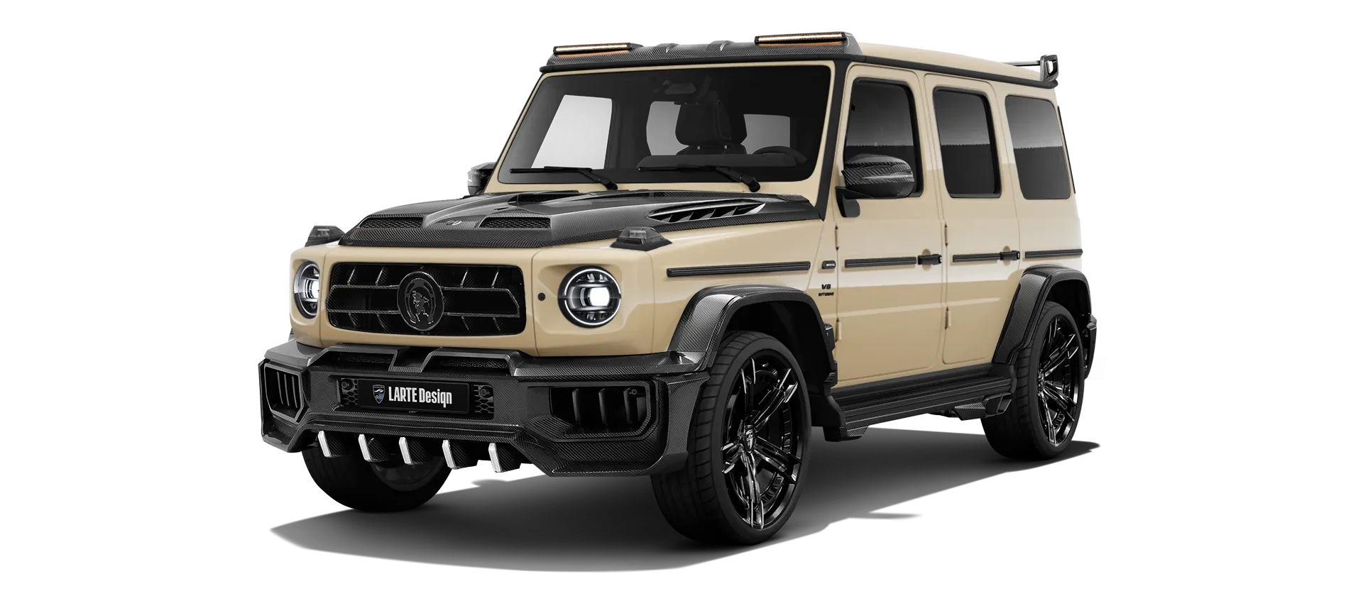MERCEDES G 63 W463A FACELIFT 2024 - 2026 WIDEBODY в цвете Desert Sand с карбоновым обвесом
