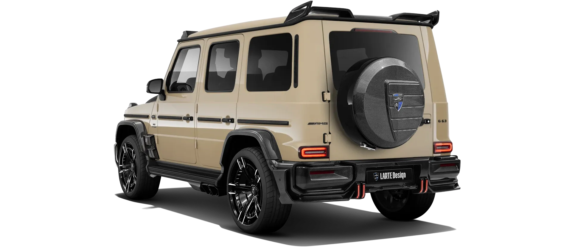 MERCEDES G 63 W463A FACELIFT 2024 - 2026 WIDEBODY в цвете Desert Sand с карбоновым тюнингом